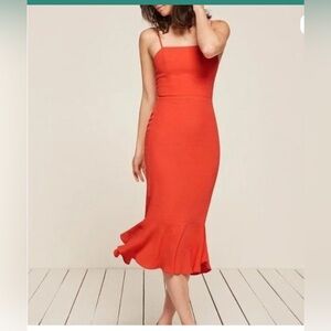 Reformation Moxie Red Midi Dress size 4P NWT